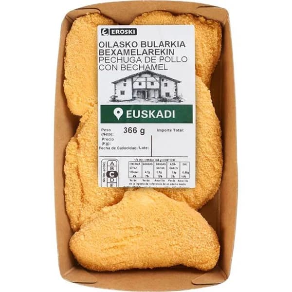 Pechuga de pollo con bechamel EROSKI, bandeja aprox. 350 g - 0.35 kg - Imagen del producto en Findit