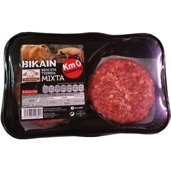 Hamburguesa mixta BIKAIN, 4 unid., bandeja 480 g - 0.48 kg - Imagen del producto en Findit