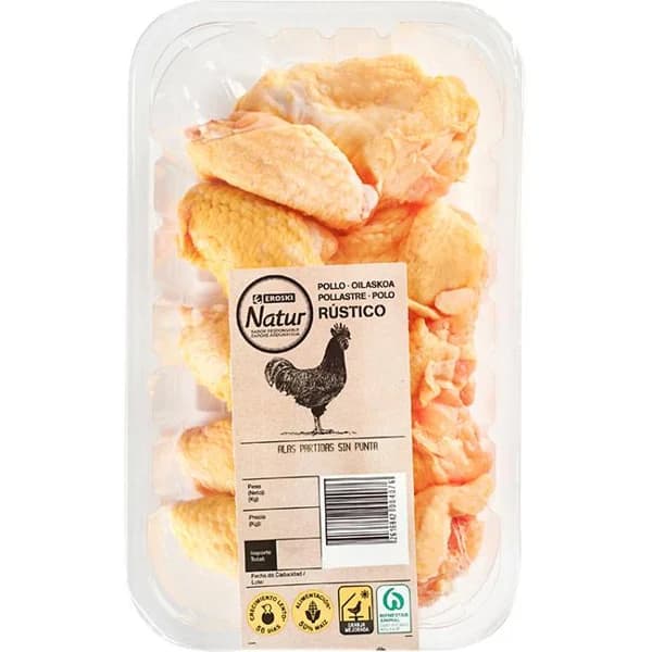 Alas de pollo partidas sin punta EROSKI Natur, bandeja aprox. 450 g - 0.45 kg - Imagen del producto en Findit