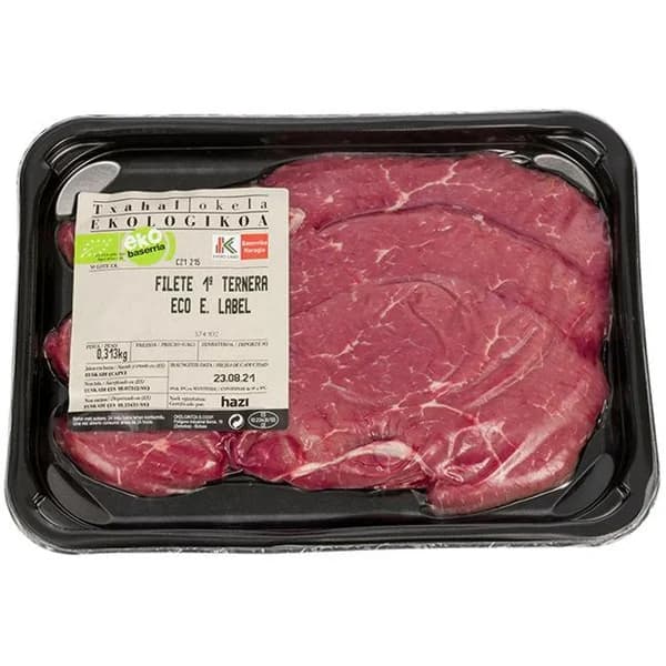Filete 1ª de Ternera ecológica EUSKO LABEL, bandeja aprox. 450 g - 0.45 kg - Imagen del producto en Findit