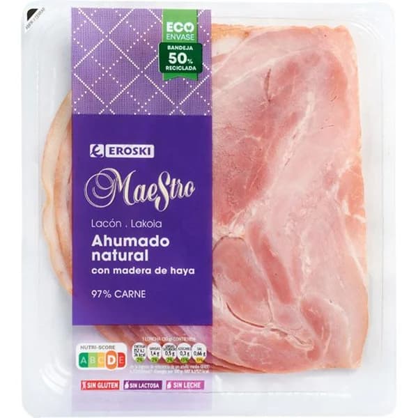 Lacón extra ahumado natural EROSKI MAESTRO, bandeja 150 g - 0.15 kg - Imagen del producto en Findit