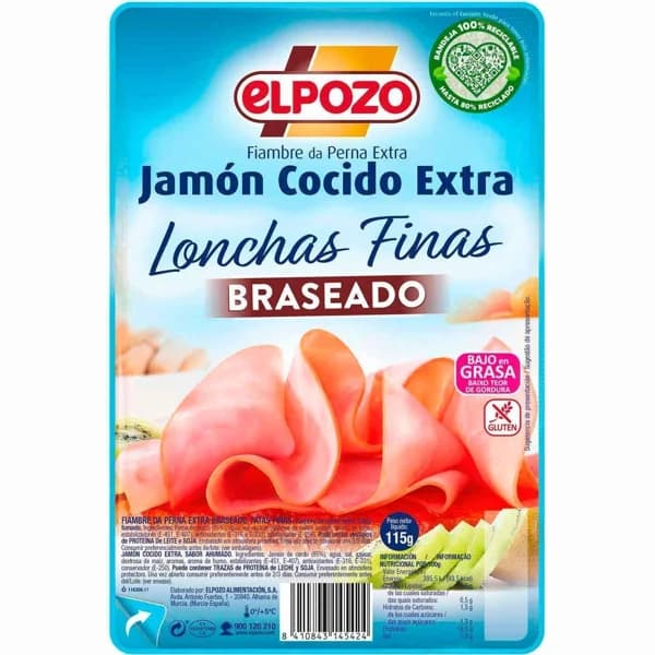 Jamón cocido braseado ELPOZO, bandeja 115 g - 0.12 kg - Imagen del producto en Findit