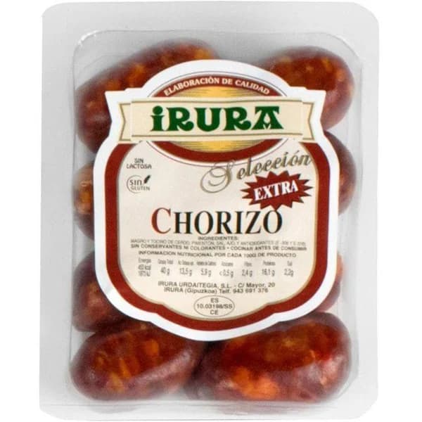 Chorizo artesano pincho IRURA, bandeja 250 g - 0.25 kg - Imagen del producto en Findit