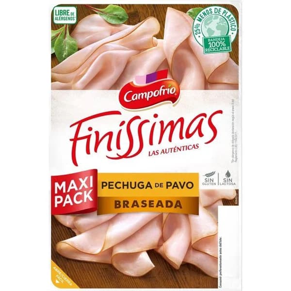 Pechuga de pavo braseada CAMPOFRÍO FINÍSSIMAS, bandeja 180 g - 0.17 kg - Imagen del producto en Findit