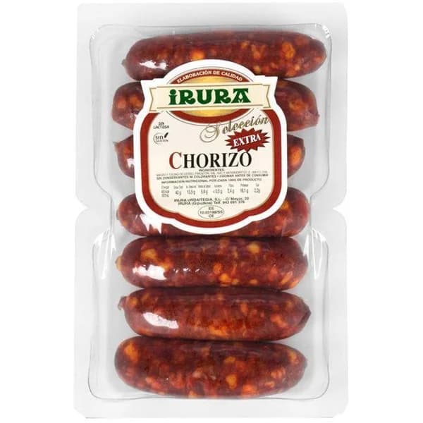 Chorizo artesano IRURA, 7 uds., bandeja 490 g - 0.49 kg - Imagen del producto en Findit