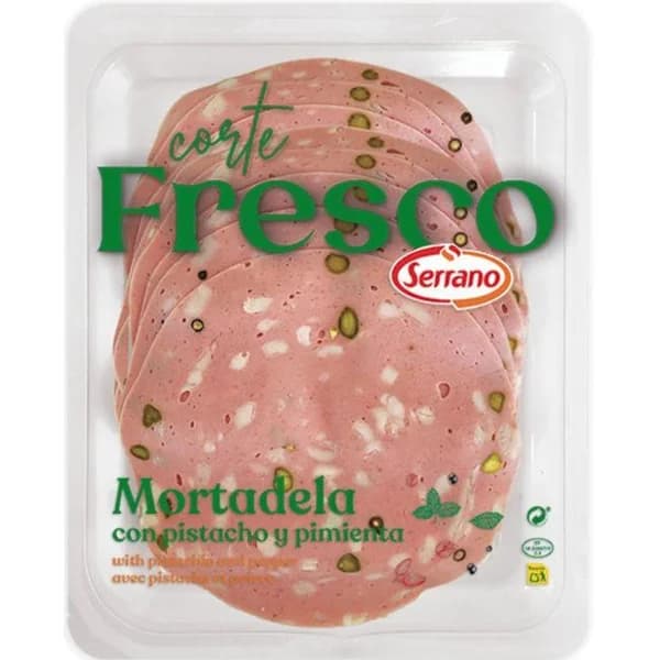 Mortadela con pistachos y pimienta SERRANO, bandeja 100 g - 0.1 kg - Imagen del producto en Findit