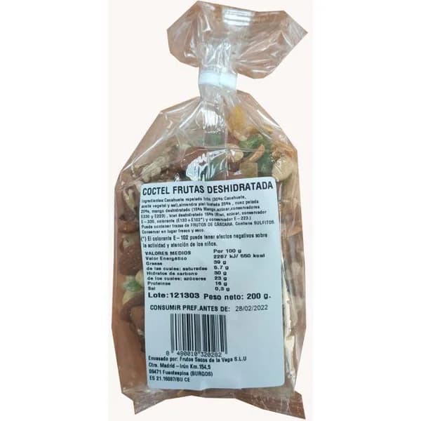 Cóctel Frutas deshidratadas EROSKI, bolsa 200 g - 0.2 kg - Imagen del producto en Findit