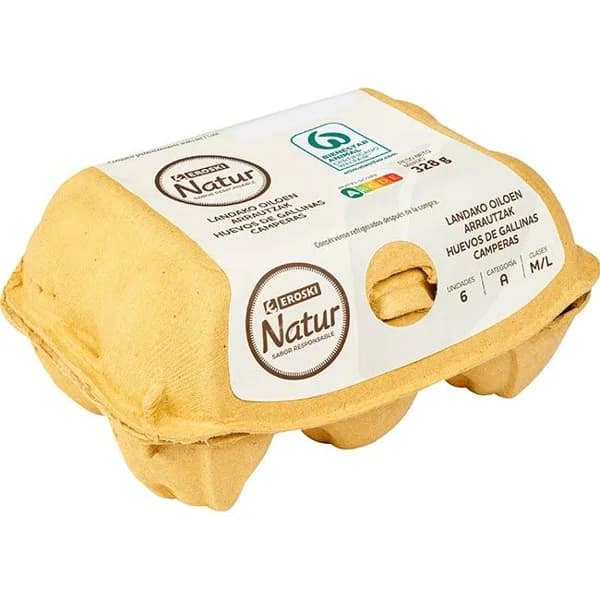 Huevo campero País Vasco M/L EROSKI Natur, cartón 6 uds - 6 ud - Imagen del producto en Findit