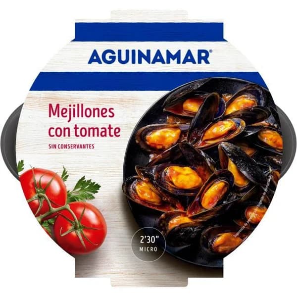 Mejillones en salsa de tomate AGUINAMAR, bandeja 500 g - 0.5 kg - Imagen del producto en Findit