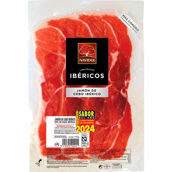Jamón ibérico de cebo 50% raza ibérica NAVIDUL, sobre 110 g - 0.11 kg - Imagen del producto en Findit