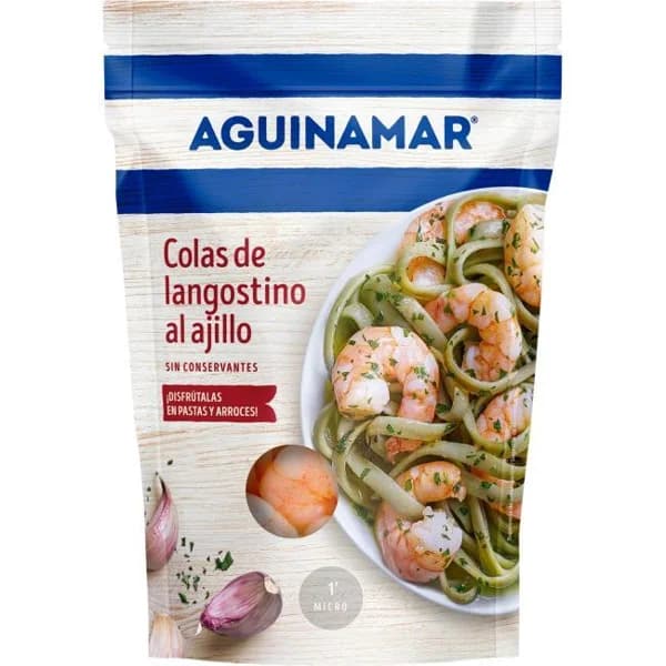 Colas de langostino al ajillo AGUINAMAR, sobre 105 g - 0.11 kg - Imagen del producto en Findit