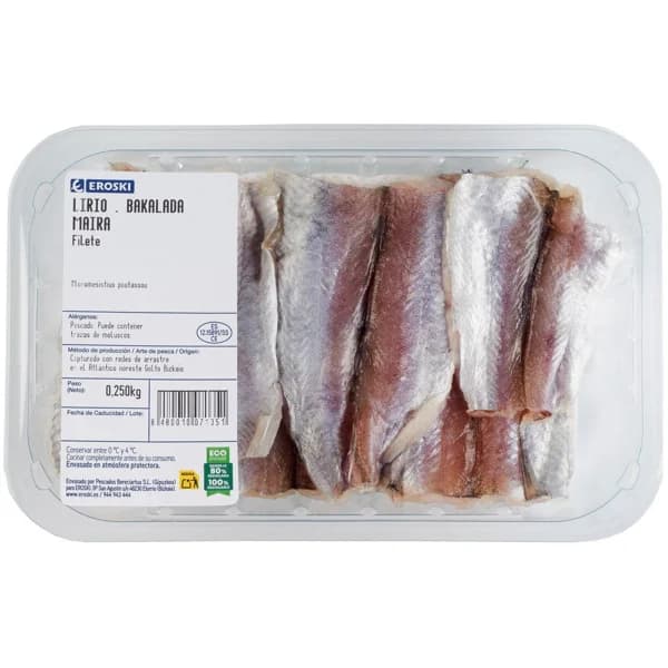 Filete de lirio EROSKI, bandeja 250 g - 0.25 kg - Imagen del producto en Findit