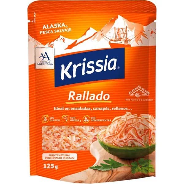 Sucedáneo de surimi rallado KRISSIA, bolsa 125 g - 0.13 kg - Imagen del producto en Findit