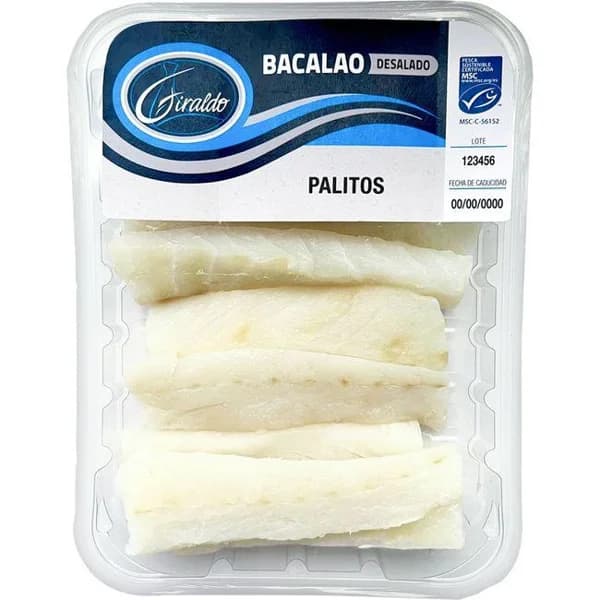 Palitos de bacalao desalado MSC GIRALDO, bandeja 250 g - 0.25 kg - Imagen del producto en Findit