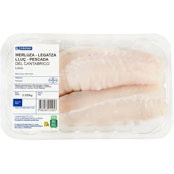 Lomo de merluza EROSKI, bandeja aprox. 350 g - 0.35 kg - Imagen del producto en Findit