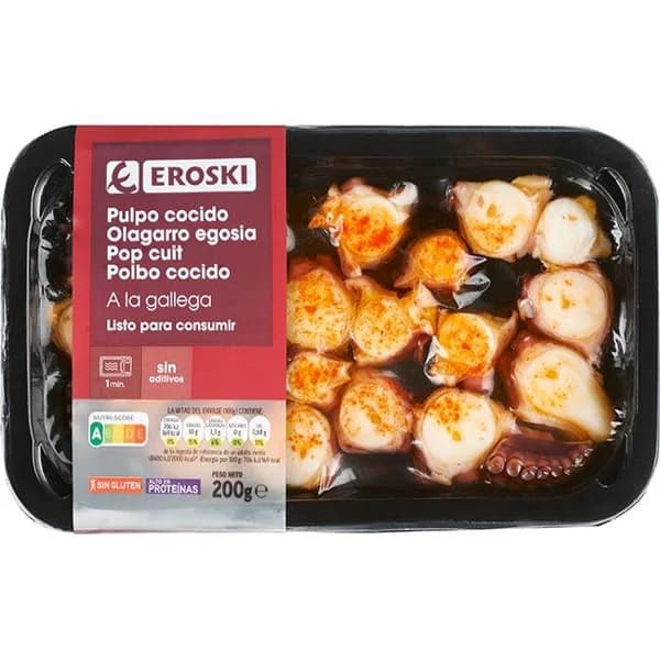 Pulpo a la gallega EROSKI, bandeja 200 g - 0.2 kg - Imagen del producto en Findit