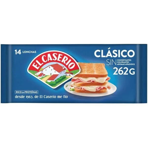 Queso fundido original EL CASERIO, 14 lonchas, sobre 262 g - 0.26 kg - Imagen del producto en Findit