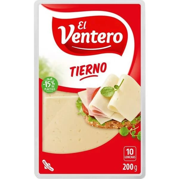 Queso tierno EL VENTERO, lonchas, bandeja 200 g - 0.2 kg - Imagen del producto en Findit