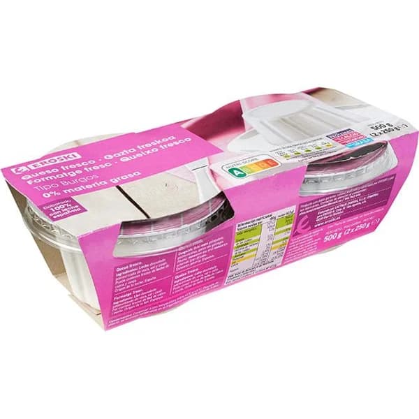 Queso fresco 0% EROSKI, pack 2X250 g - 0.5 kg - Imagen del producto en Findit