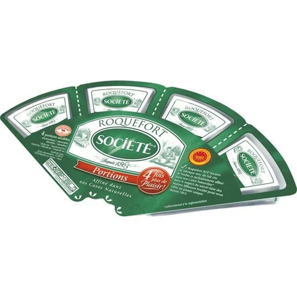 Queso Roquefort SOCIETÉ, 4 porciones, bandeja 100 g - 0.1 kg - Imagen del producto en Findit