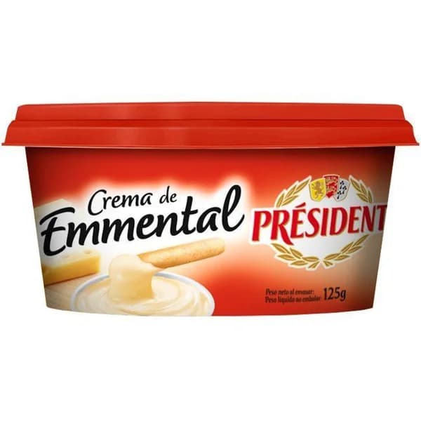 Crema de queso Emmental PRESIDENT, tarrina 125 g - 0.12 kg - Imagen del producto en Findit
