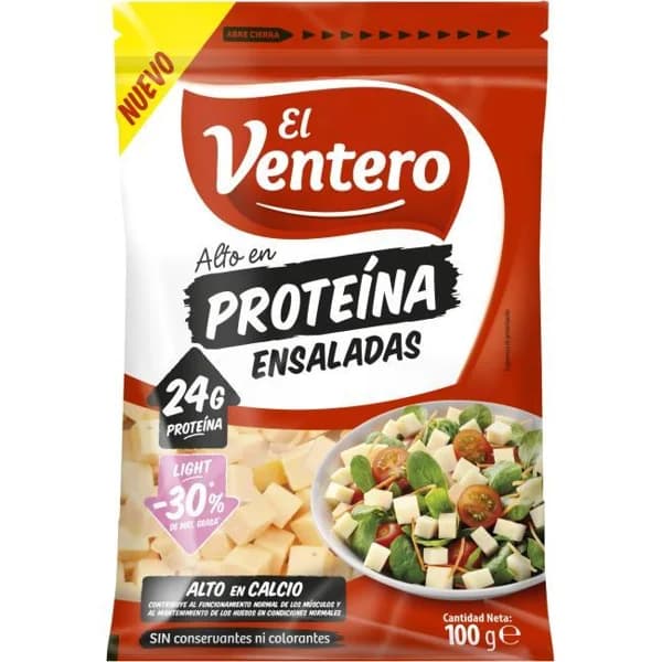Queso alto de proteína en dados EL VENTERO, bolsa 100 g - 1 ud - Imagen del producto en Findit