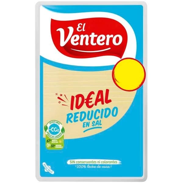 Queso bajo en sal EL VENTERO, lonchas, bandeja 80 g - 0.08 kg - Imagen del producto en Findit