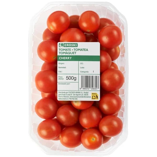 Tomate cherry EROSKI, bandeja 500 g - 0.5 kg - Imagen del producto en Findit