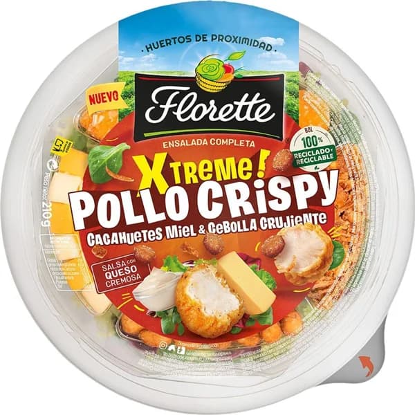 Enslada completa xtrem pollo crispy FLORETTE, bowl 210 g - 0.21 kg - Imagen del producto en Findit