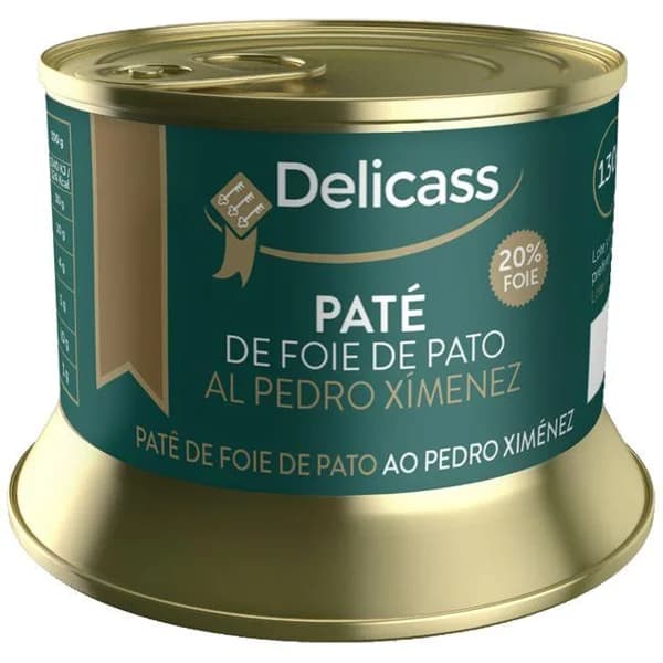 Paté de higado de pato al Pedro Ximenez DELICASS, lata 130 g - 0.13 kg - Imagen del producto en Findit
