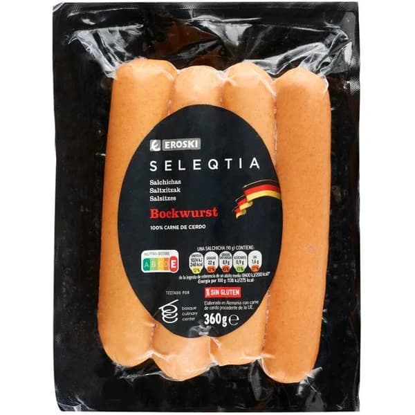 Salchicha Bockwurst SELEQTIA, pack 4x90 g - 0.36 kg - Imagen del producto en Findit