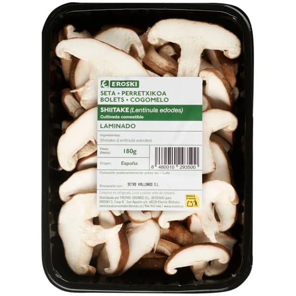 Shiitake laminada EROSKI, bandeja 180 g - 0.18 kg - Imagen del producto en Findit