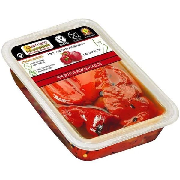 Pimientos rojos asados enteros CAMPO RICO, bandeja 500 g - 1 ud - Imagen del producto en Findit
