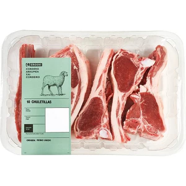 Chuletillas de cordero EROSKI, bandeja aprox. 500 g - 1 ud - Imagen del producto en Findit