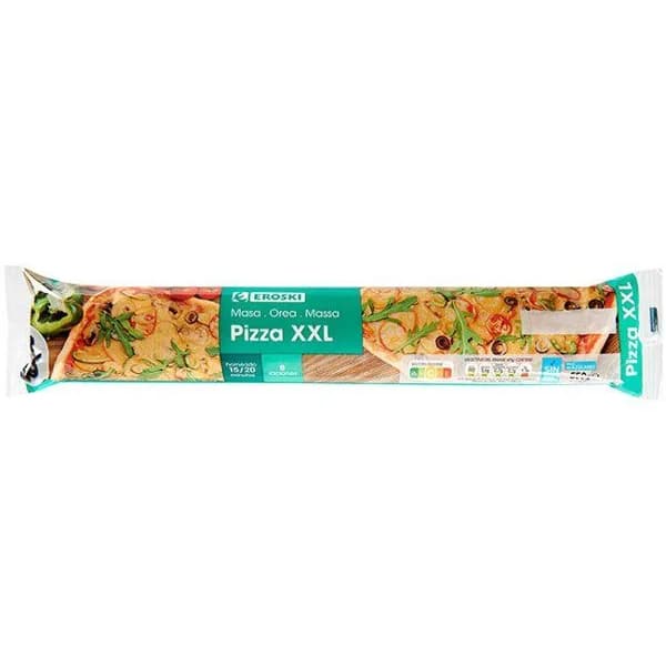 Masa pizza XXL EROSKI, paquete 550 g - 0.55 kg - Imagen del producto en Findit