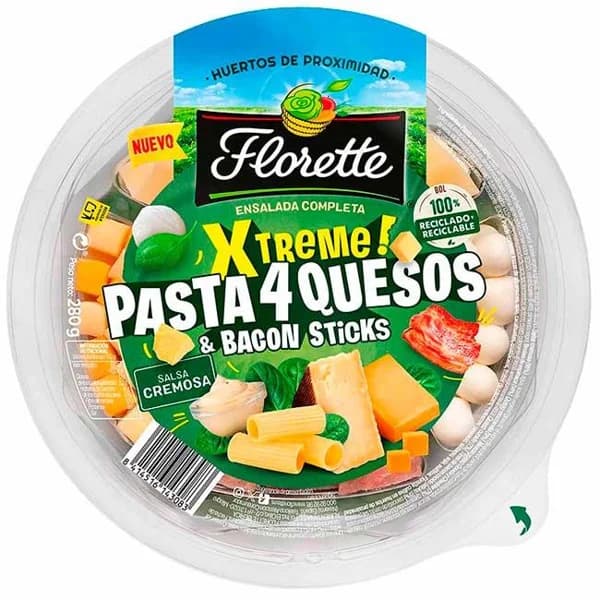 Ensalada Extreme de pasta 4 quesos FLORETTE, bolw 280 g - 1 ud - Imagen del producto en Findit
