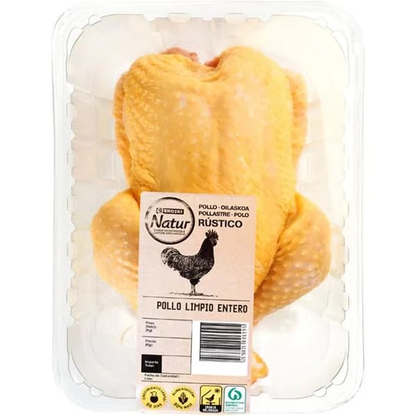 Pollo limpio EROSKI Natur, pieza al peso aprox. 1.6 kg - 1.6 kg - Imagen del producto en Findit