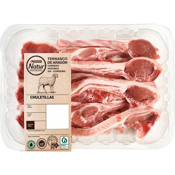 Chuletillas de cordero Ternasco Aragón E. Natur, bandeja aprox. 570 g - 1 ud - Imagen del producto en Findit