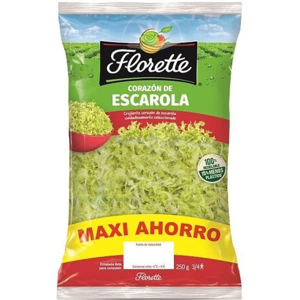 Corazón Escarola Maxi Ahorro FLORETTE, bolsa 250 g - 0.25 kg - Imagen del producto en Findit