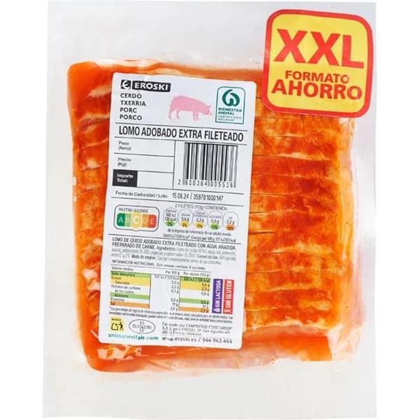 Lomo adobado fileteado al vacío XXL EROSKI, bandeja aprox. 800 g - 1 ud - Imagen del producto en Findit