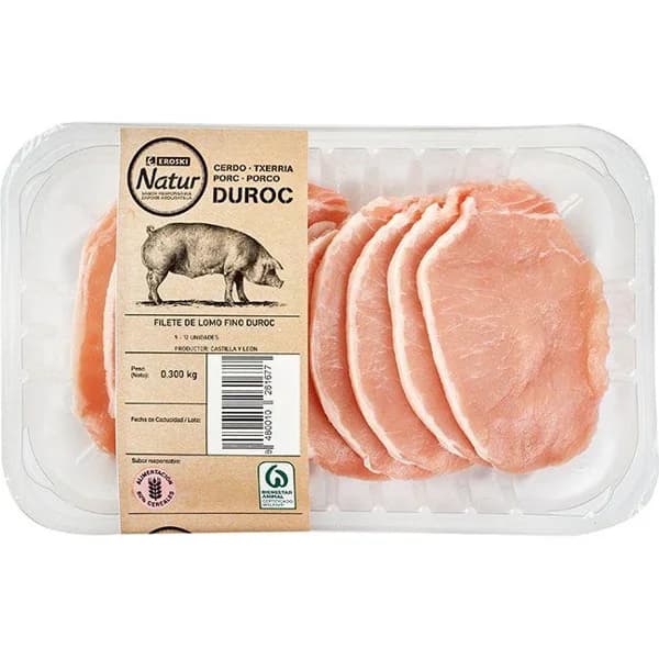 Filete de lomo fino de cerdo Duroc EROSKI Natur, bandeja 300 g - 0.3 kg - Imagen del producto en Findit