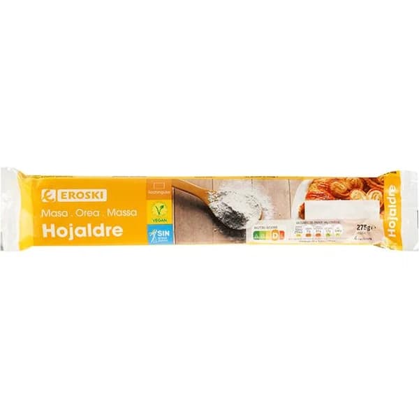 Masa de hojaldre EROSKI, paquete 275 g - 0.28 kg - Imagen del producto en Findit