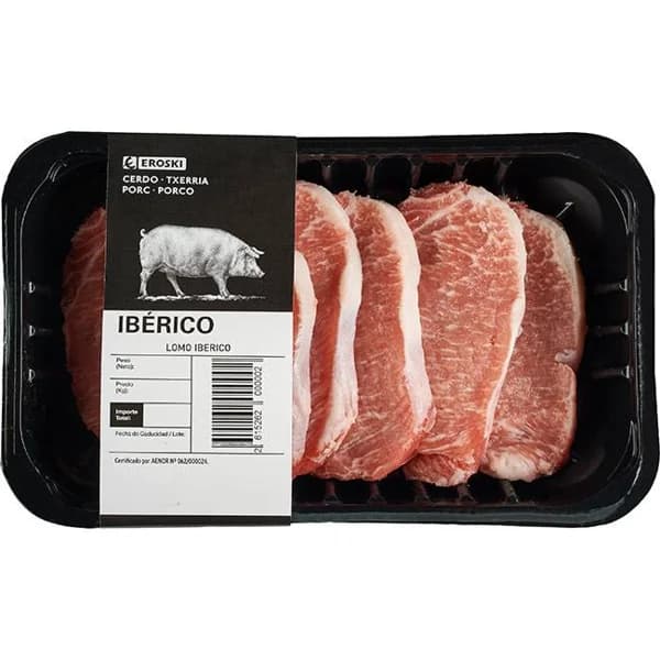Lomo de cerdo ibérico EROSKI, bandeja aprox. 350 g - 0.35 kg - Imagen del producto en Findit