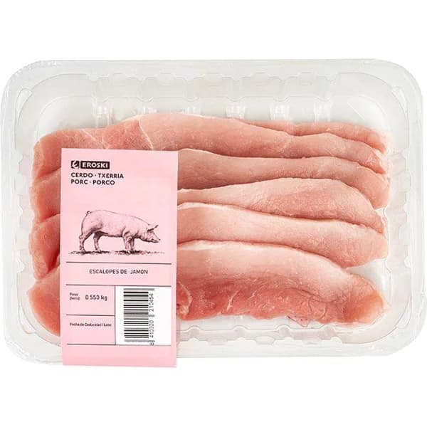Escalope de jamón de cerdo EROSKI, bandeja 550 g - 1 ud - Imagen del producto en Findit