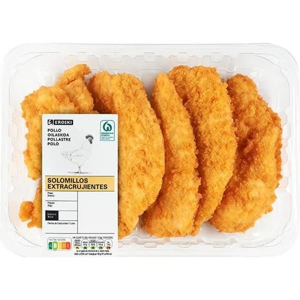 Solomillos de pollo extra-crujientes EROSKI, bandeja aprox. 500 g - 0.5 kg - Imagen del producto en Findit