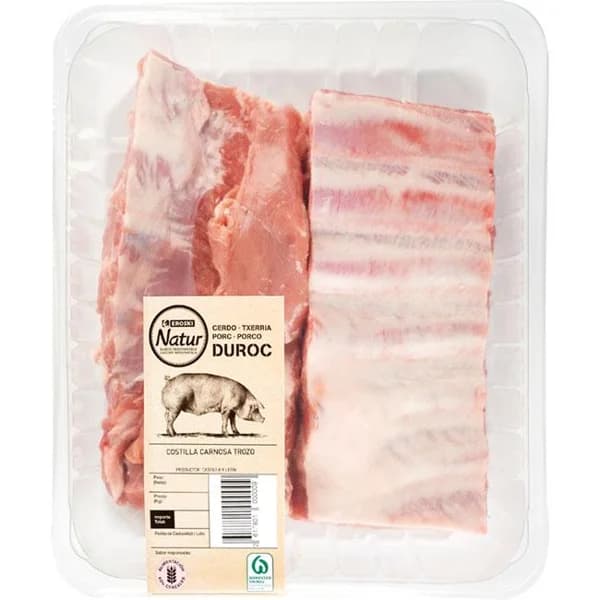 Costilla trozo carnosa Duroc EROSKI Natur, bandeja aprox. 550 g - 1 ud - Imagen del producto en Findit