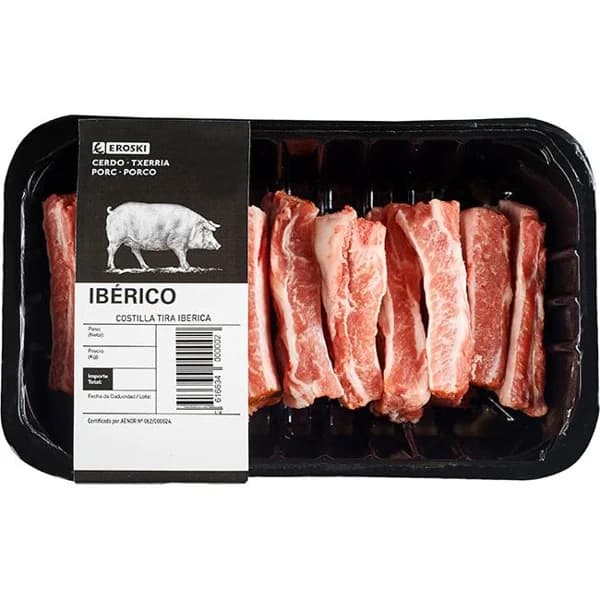 Costilla de cerdo ibérico EROSKI, bandeja aprox. 400 g - 1 ud - Imagen del producto en Findit