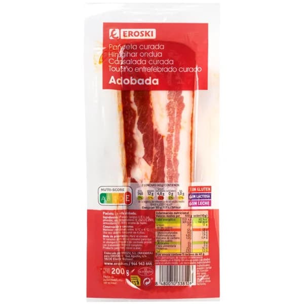 Panceta adobada EROSKI, taco 200 g - 1 ud - Imagen del producto en Findit