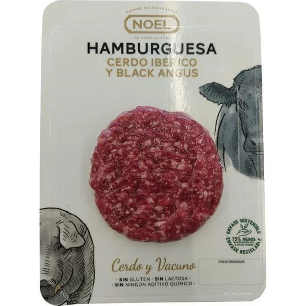 Hamburguesa de cerdo ibérico y Black Angus NOEL, bandeja 150 g - 1 ud - Imagen del producto en Findit