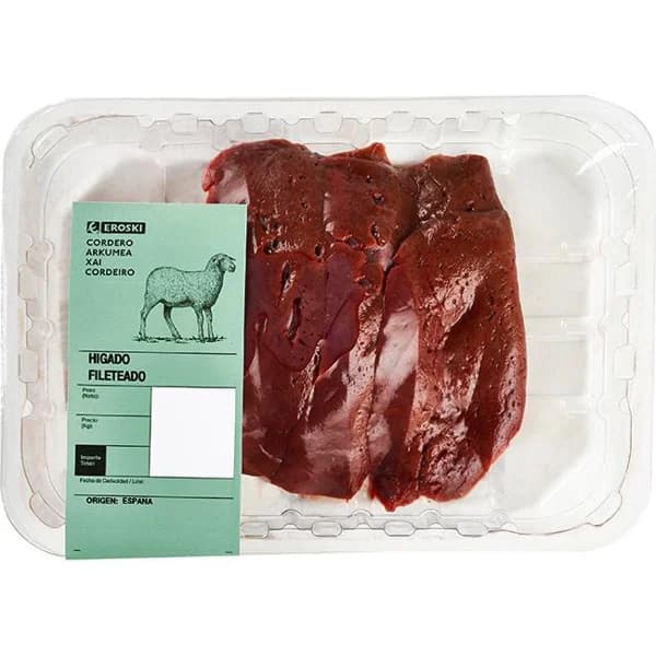 Hígado de cordero fileteado, bandeja aprox. 400 g - 1 ud - Imagen del producto en Findit